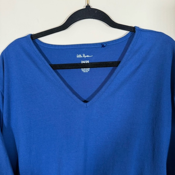 Ulla Popken Blue V Neck Cotton Midi Dress Size 24/26 - Picture 3 of 7